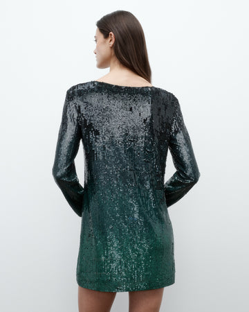 TWP Green ombre Mini T Shirt Dress in Fishscale Sequins view 6