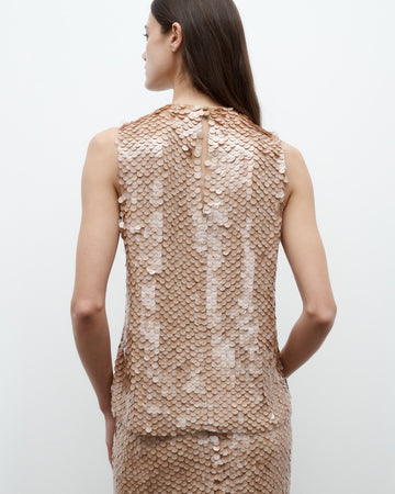 TWP Nude Shell Top with Pailettes on Mesh view 5