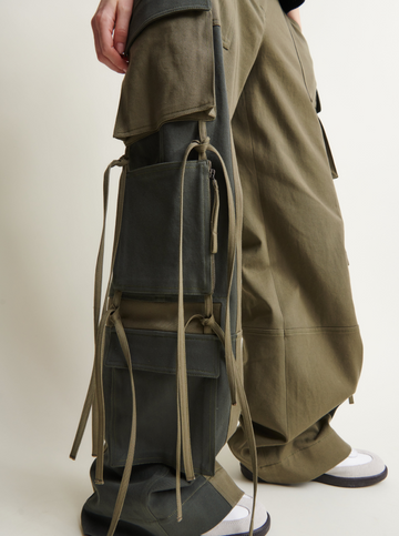 TWP Dark olive / forest Coop Pant with Oversized Cargo in Cotton Twill view 3