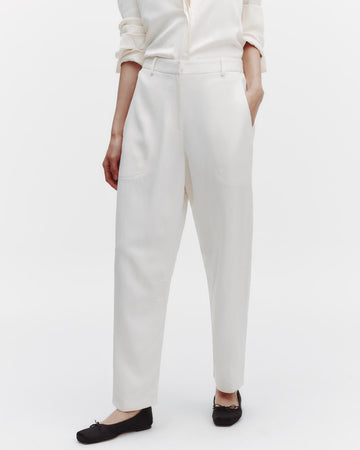 TWP Bone Jetties Beach Pant with Fly Front in Coated Viscose Linen view 1