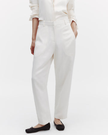 TWP Bone Jetties Beach Pant with Fly Front in Coated Viscose Linen view 1