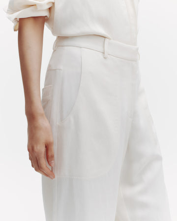 TWP Bone Jetties Beach Pant with Fly Front in Coated Viscose Linen view 1