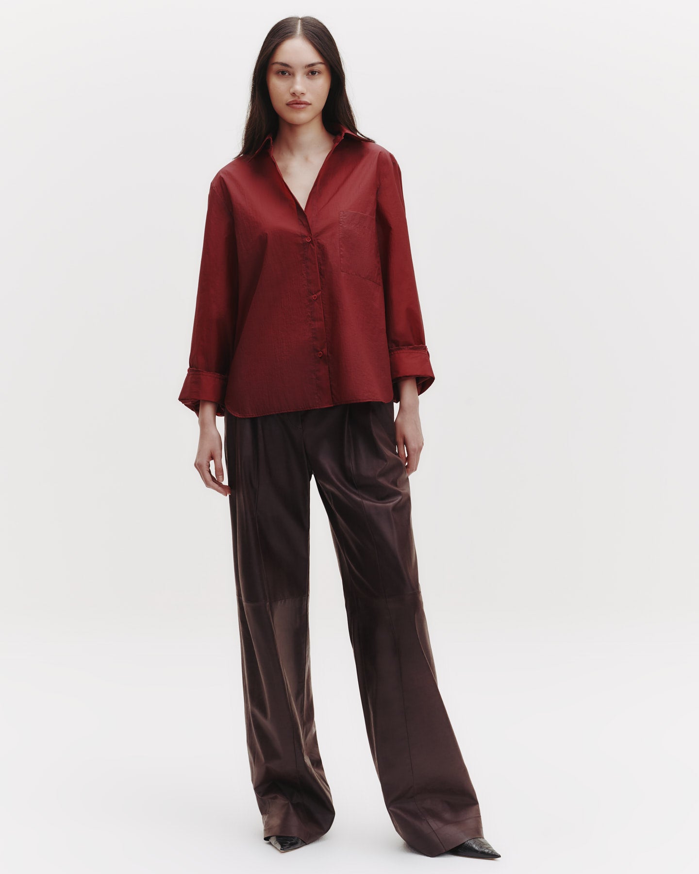 TWP Wine Sulli Pant in Paper Leather view 5