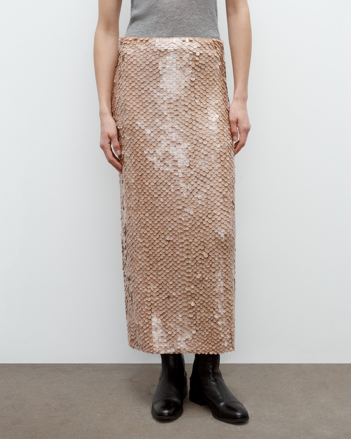 TWP Nude Gwyneth Skirt in Paillettes on Mesh view 1