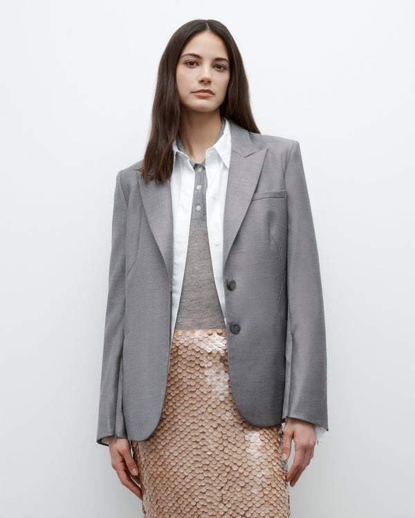 TWP Medium heather grey Perfect Boyfriend Blazer in Chintzed Wool view 1