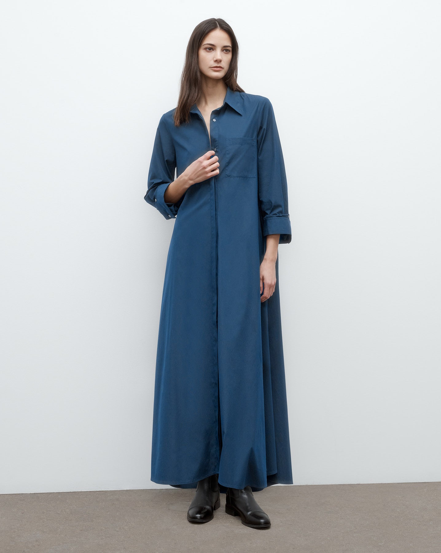 TWP Blue wing teal Jenny&#39;s Gown in Superfine Cotton Shirting view 1