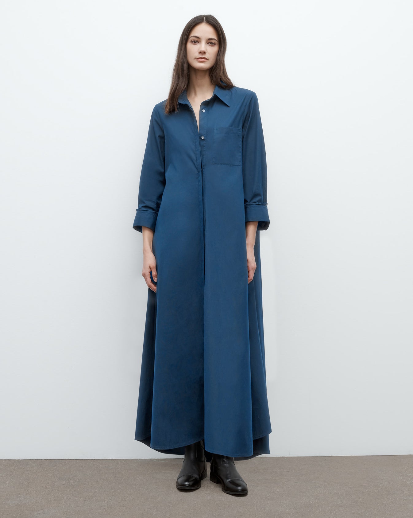 TWP Blue wing teal Jenny&#39;s Gown in Superfine Cotton Shirting view 2