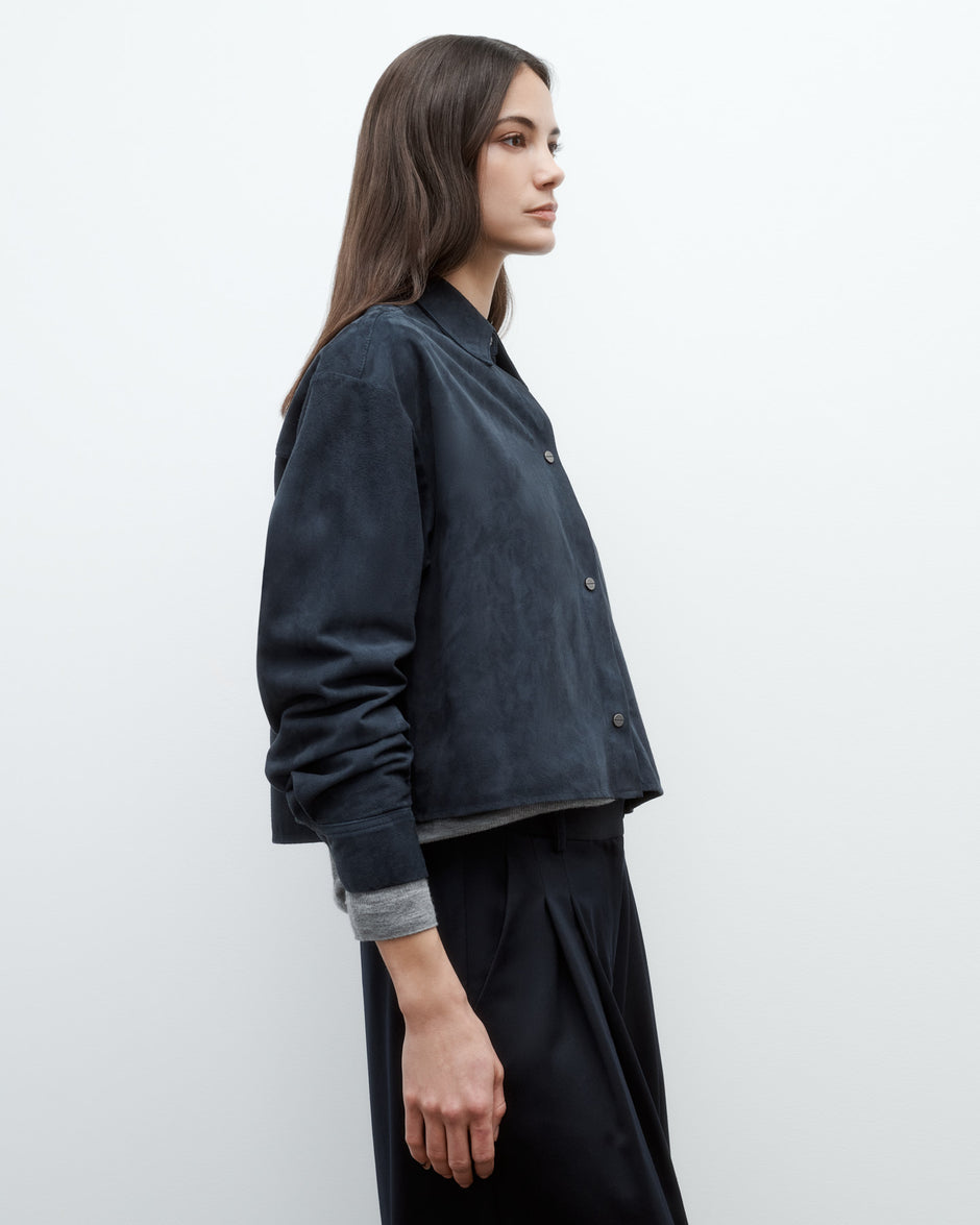 TWP Midnight Little Big Joe Shirt in Paper Suede view 2