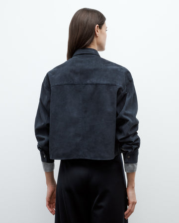 TWP Midnight Little Big Joe Shirt in Paper Suede view 3