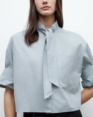 TWP Pinegrove / white Next Ex Shirt with Tie in Baroness Stripe Cotton view 5