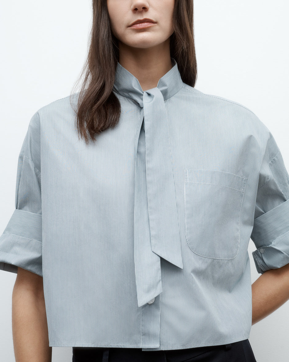 TWP Pinegrove / white Next Ex Shirt with Tie in Baroness Stripe Cotton view 5