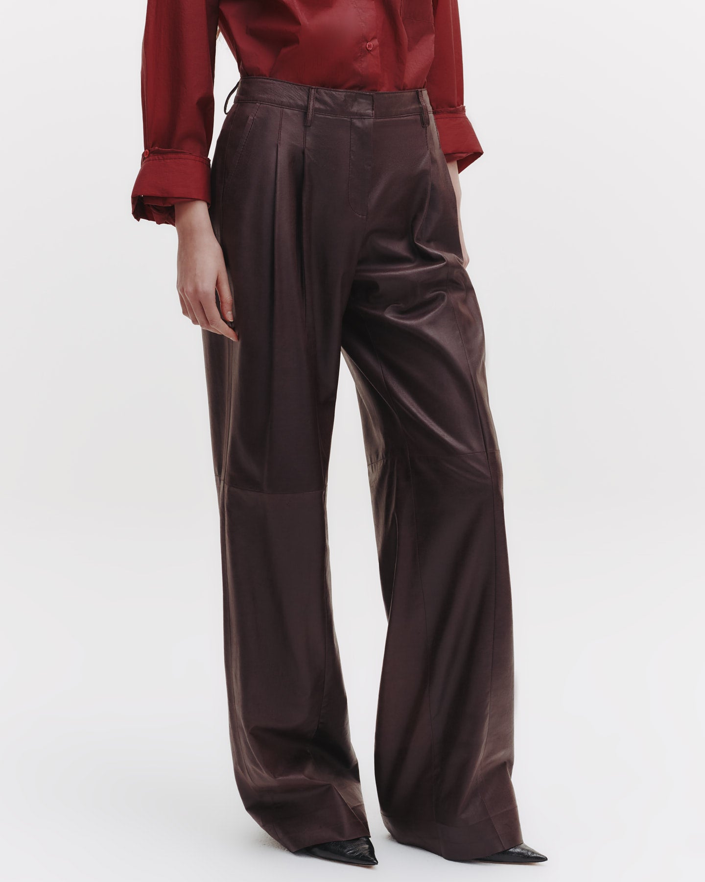 TWP Wine Sulli Pant in Paper Leather view 1