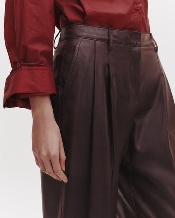 TWP Wine Sulli Pant in Paper Leather view 1