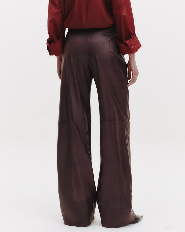 TWP Wine Sulli Pant in Paper Leather view 3