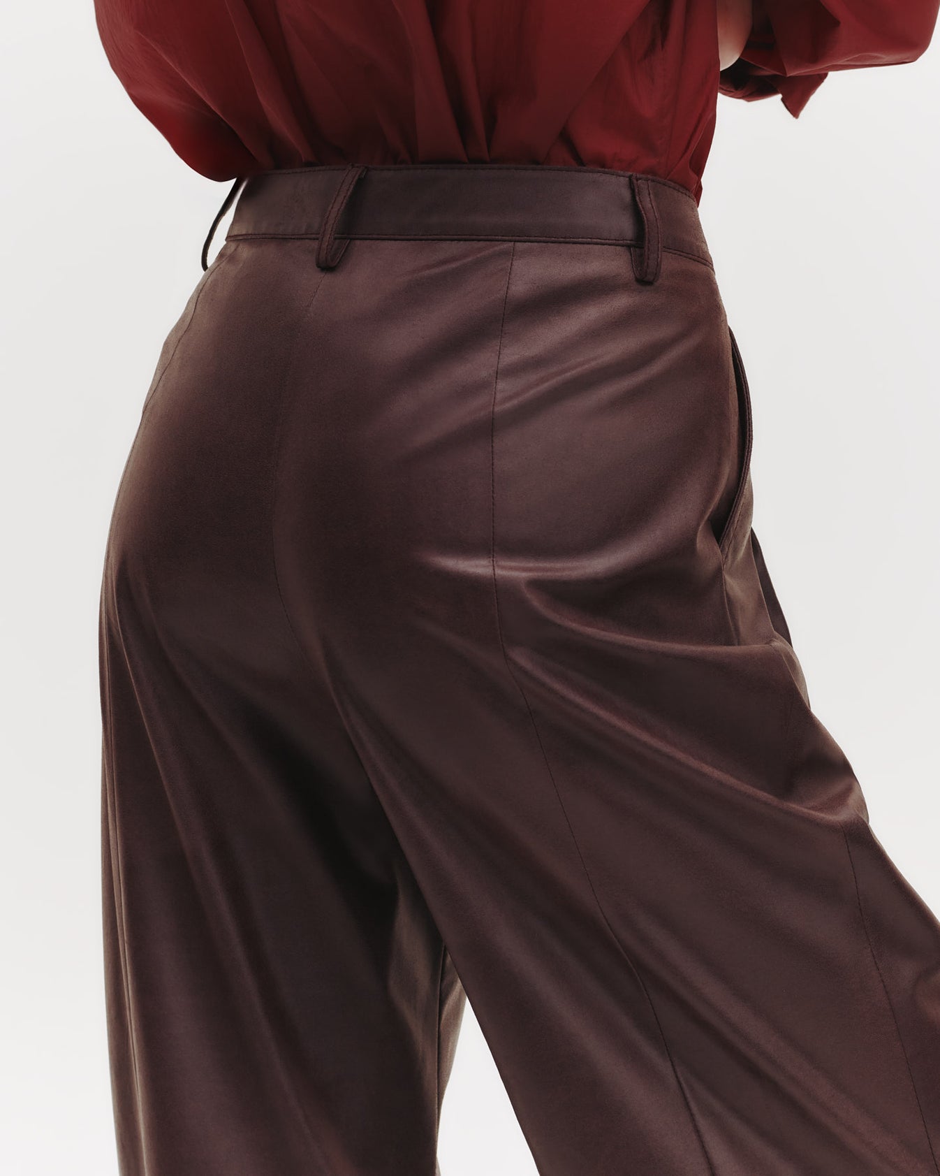 TWP Wine Sulli Pant in Paper Leather view 4