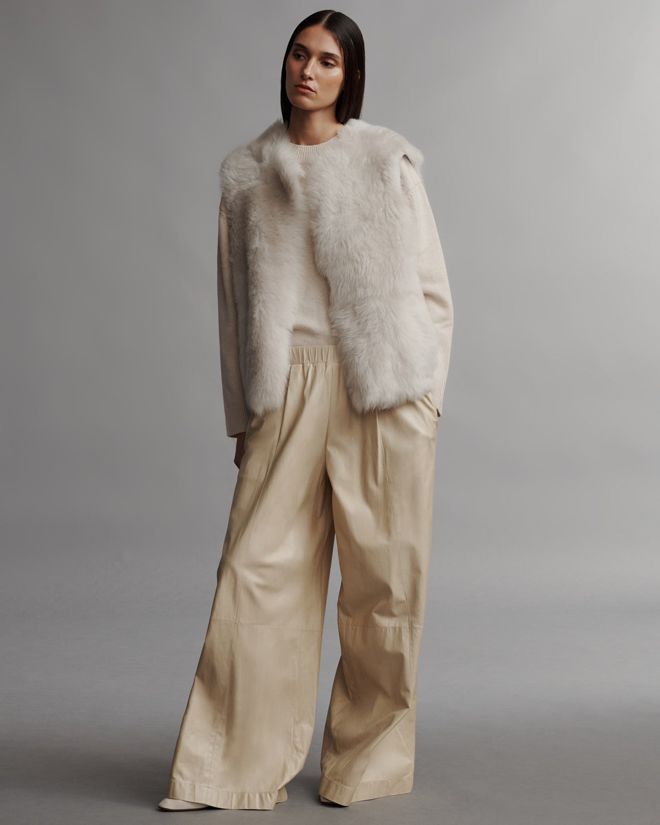 TWP Ivory Jackson Hole Vest in Silky Shearling view 4