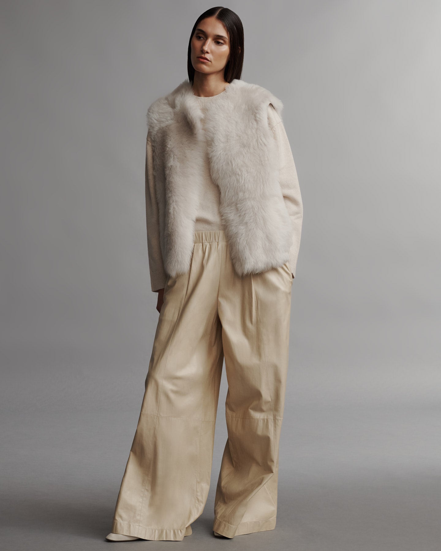 TWP Ivory Jackson Hole Vest in Silky Shearling view 4
