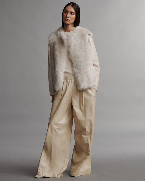 TWP Ivory Jackson Hole Vest in Silky Shearling view 4