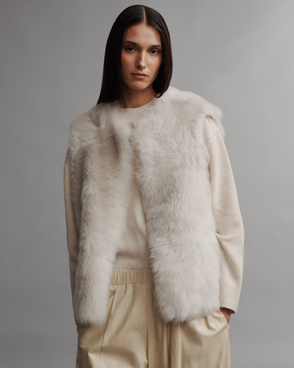 TWP Ivory Jackson Hole Vest in Silky Shearling view 1
