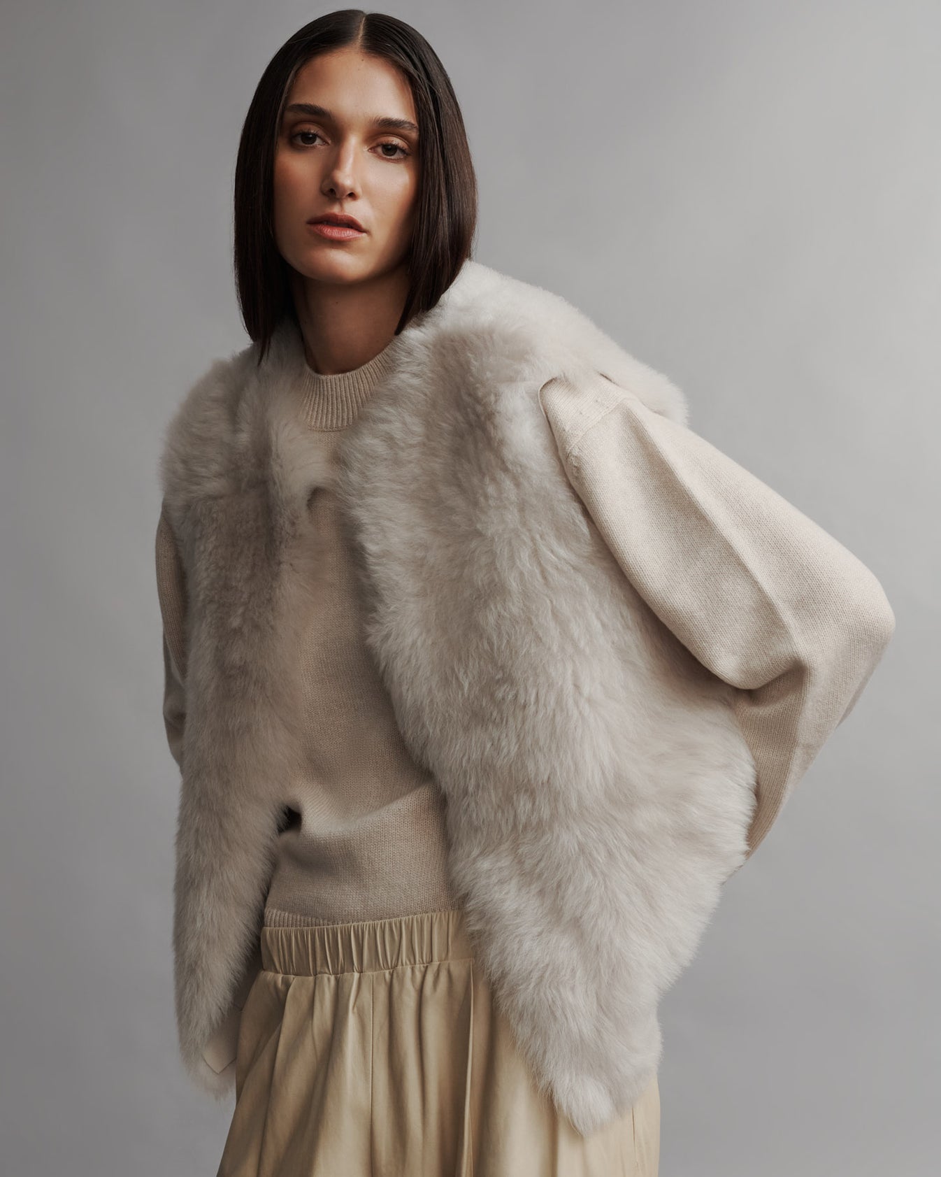 TWP Ivory Jackson Hole Vest in Silky Shearling view 3