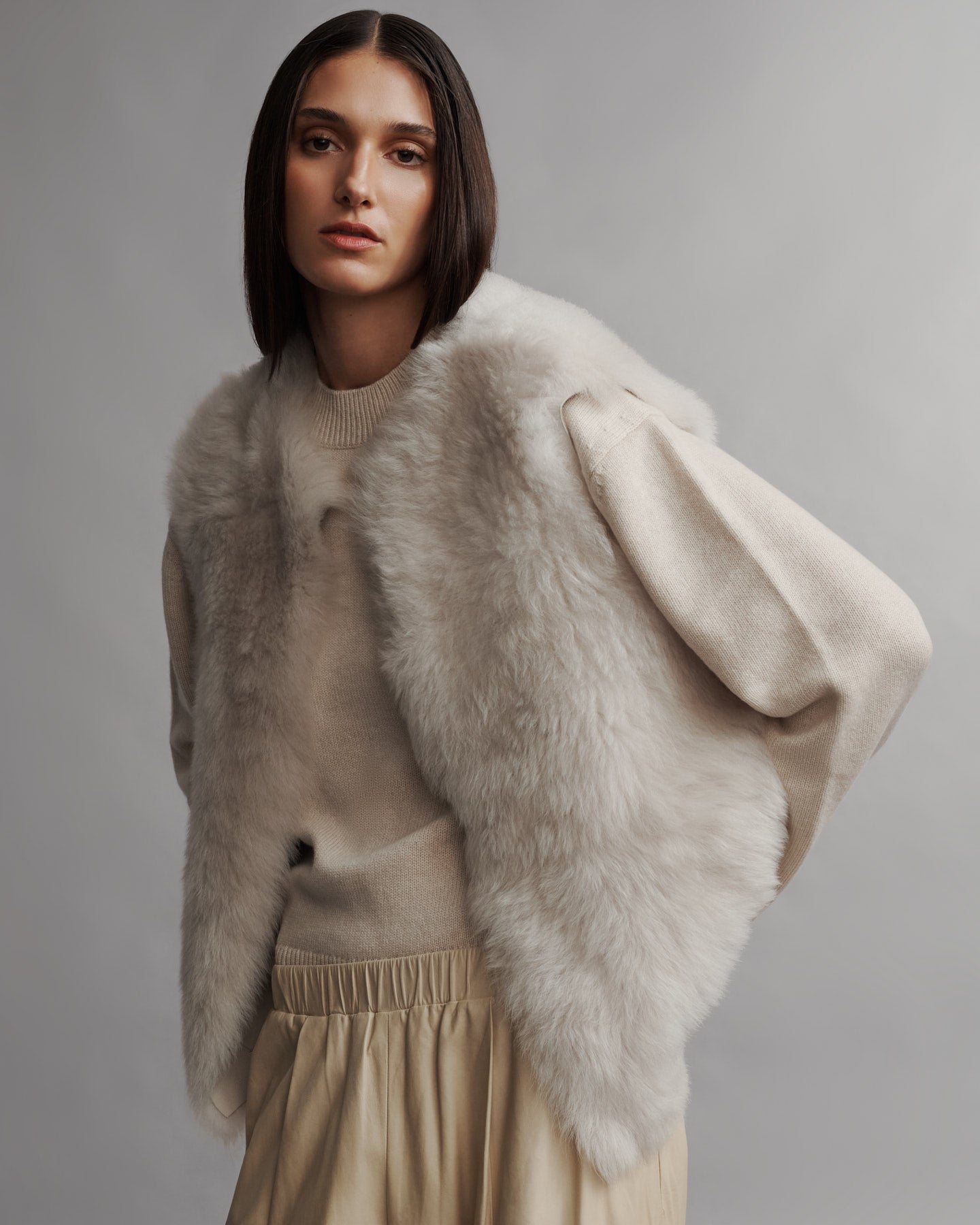 TWP Ivory Jackson Hole Vest in Silky Shearling view 3