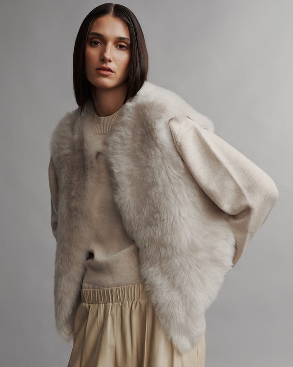 TWP Ivory Jackson Hole Vest in Silky Shearling view 3