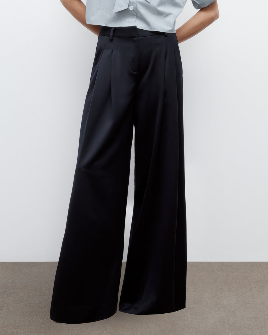 TWP Midnight Next Didi Pant in Satin Faced Wool Suiting view 1