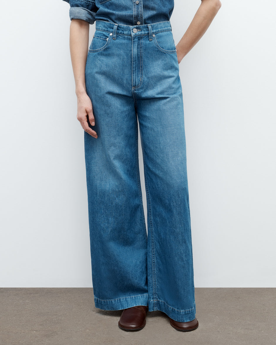 TWP Paris McDougal St. Pant in Linen Cotton Denim view 2