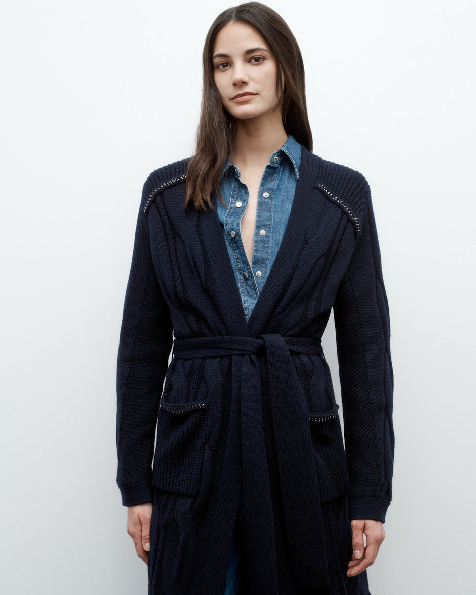 TWP Midnight Chain Cardigan in Merino Wool view 3