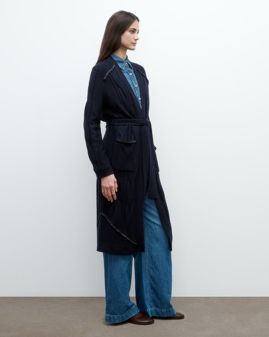 TWP Midnight Chain Cardigan in Merino Wool view 5