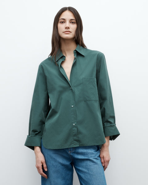 YLÈVE FINX COTTON WEATHER GATHER PT Namu Shop - Yleve Finx Cotton Weather S/S Shirt - Dark Green