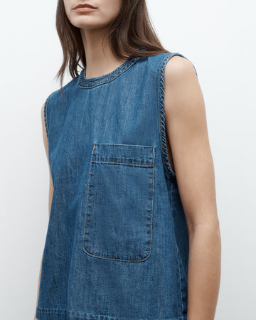 TWP Paris Mikala Top in Denim Shirting view 2