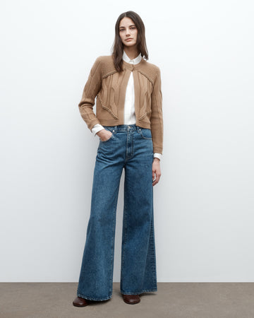 TWP Camel Chain Sweater Jacket in Merino Wool Yarn view 3