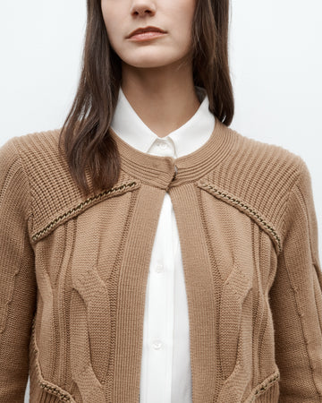 TWP Camel Chain Sweater Jacket in Merino Wool Yarn view 2