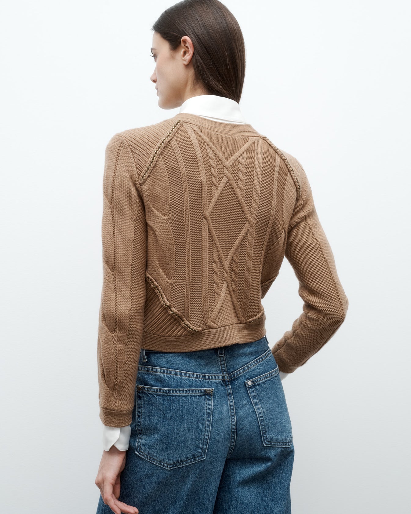 TWP Camel Chain Sweater Jacket in Merino Wool Yarn view 5