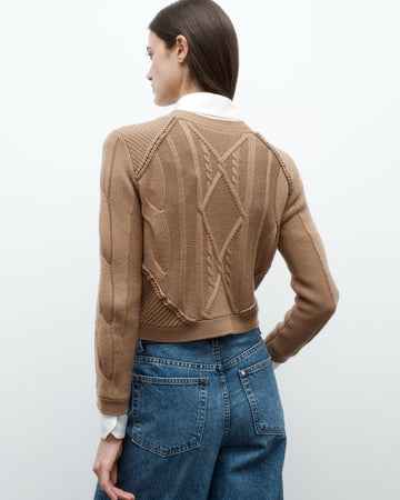 TWP Camel Chain Sweater Jacket in Merino Wool Yarn view 5