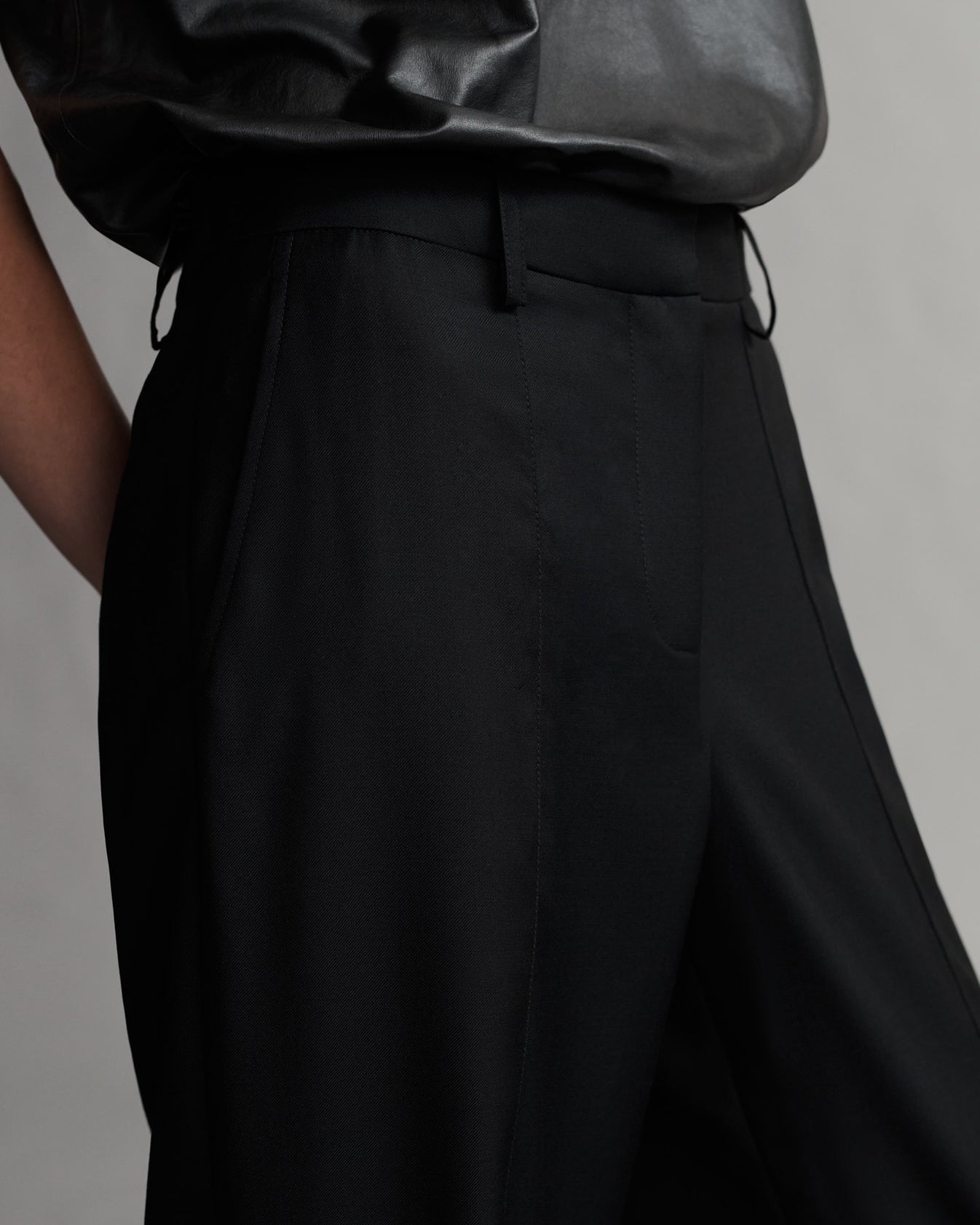 TWP Black Elizabeth St. Pant in Superfine Tux Cloth view 2