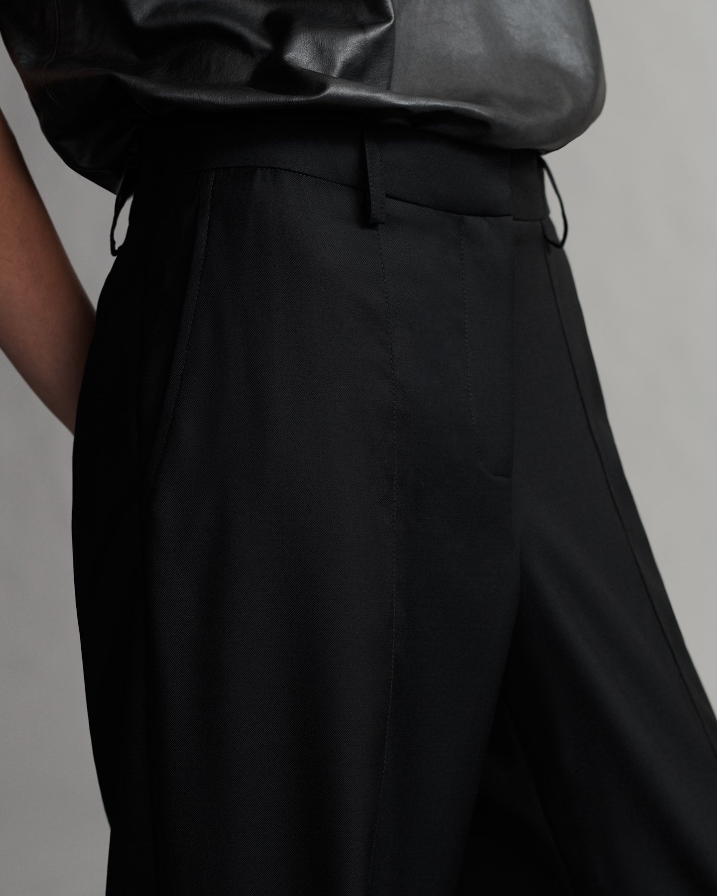 TWP Black Elizabeth St. Pant in Superfine Tux Cloth view 2
