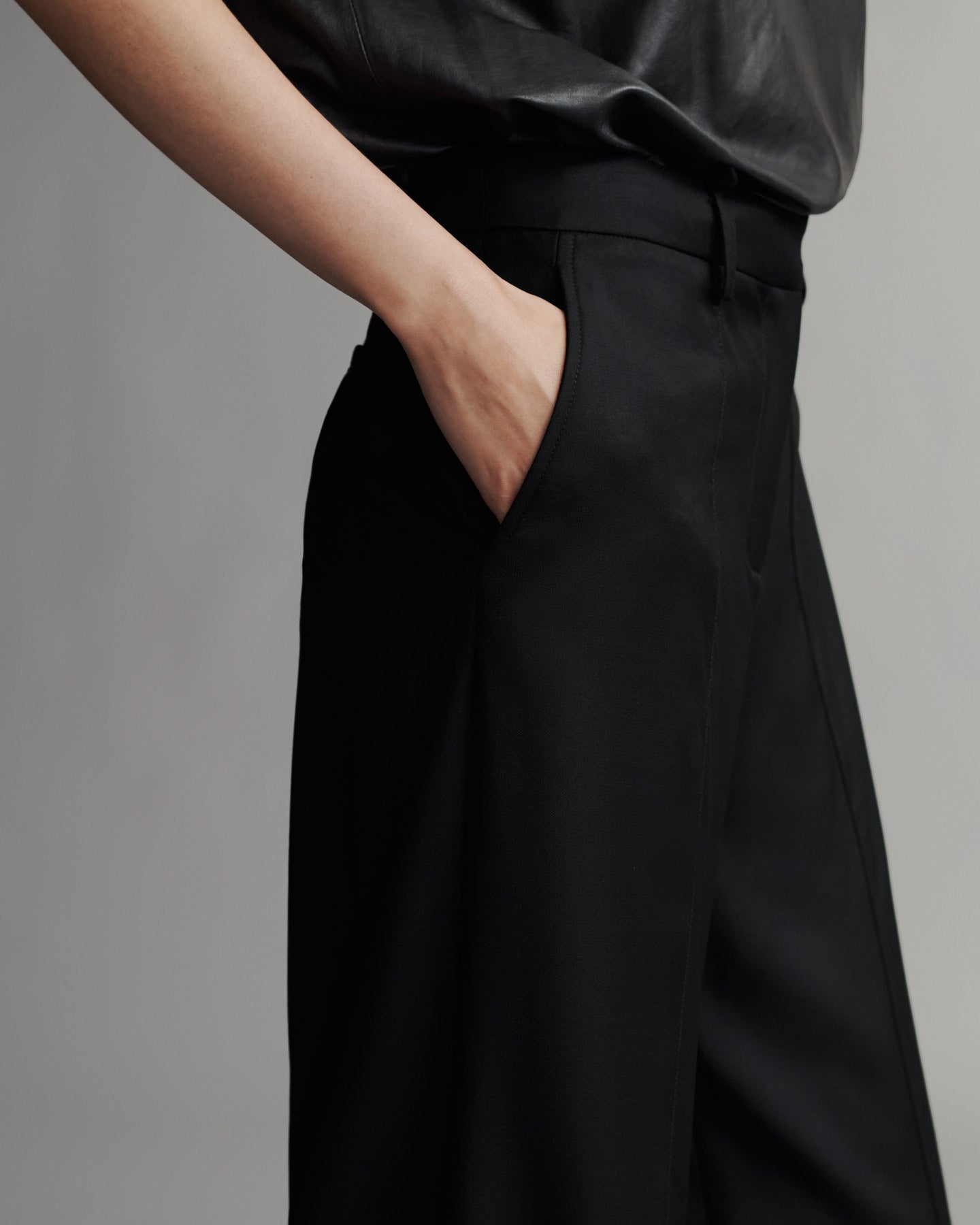 TWP Black Elizabeth St. Pant in Superfine Tux Cloth view 4