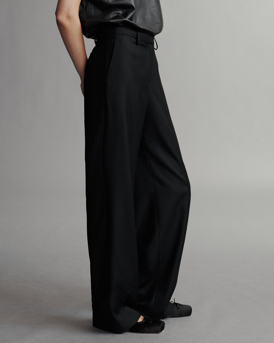TWP Black Elizabeth St. Pant in Superfine Tux Cloth view 4
