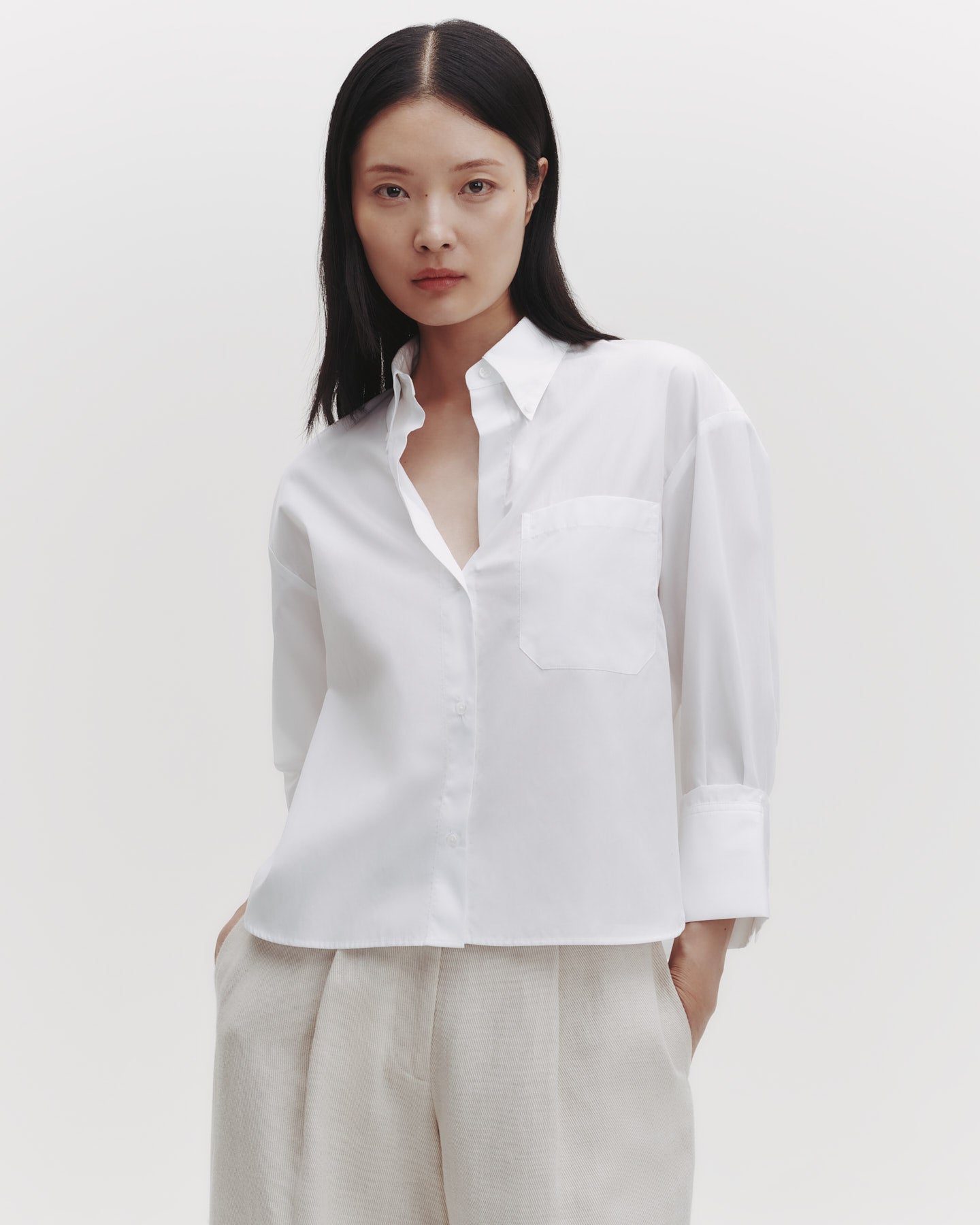 TWP White J.D. Shirt in Oxford Cotton Shirting view 2