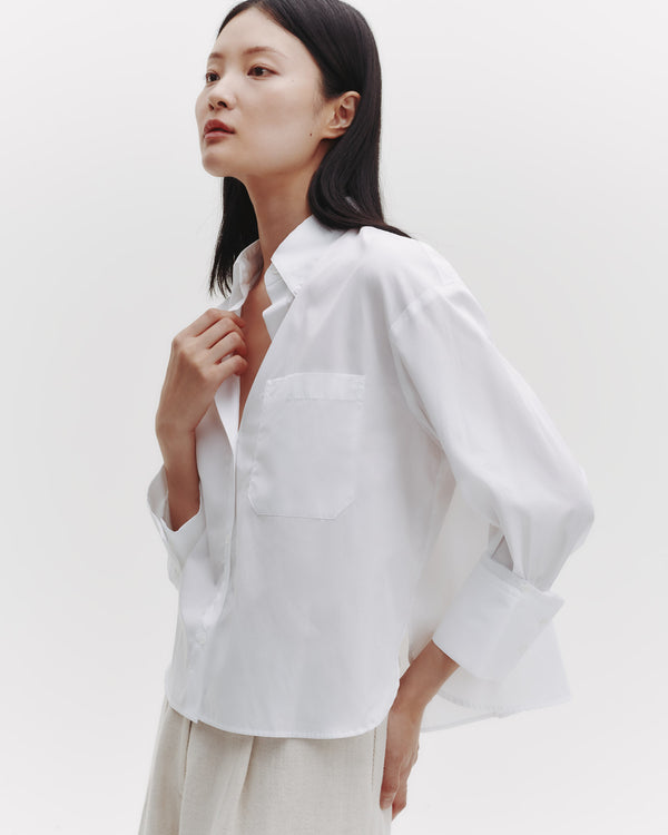 TWP White J.D. in Oxford Shirting view 1
