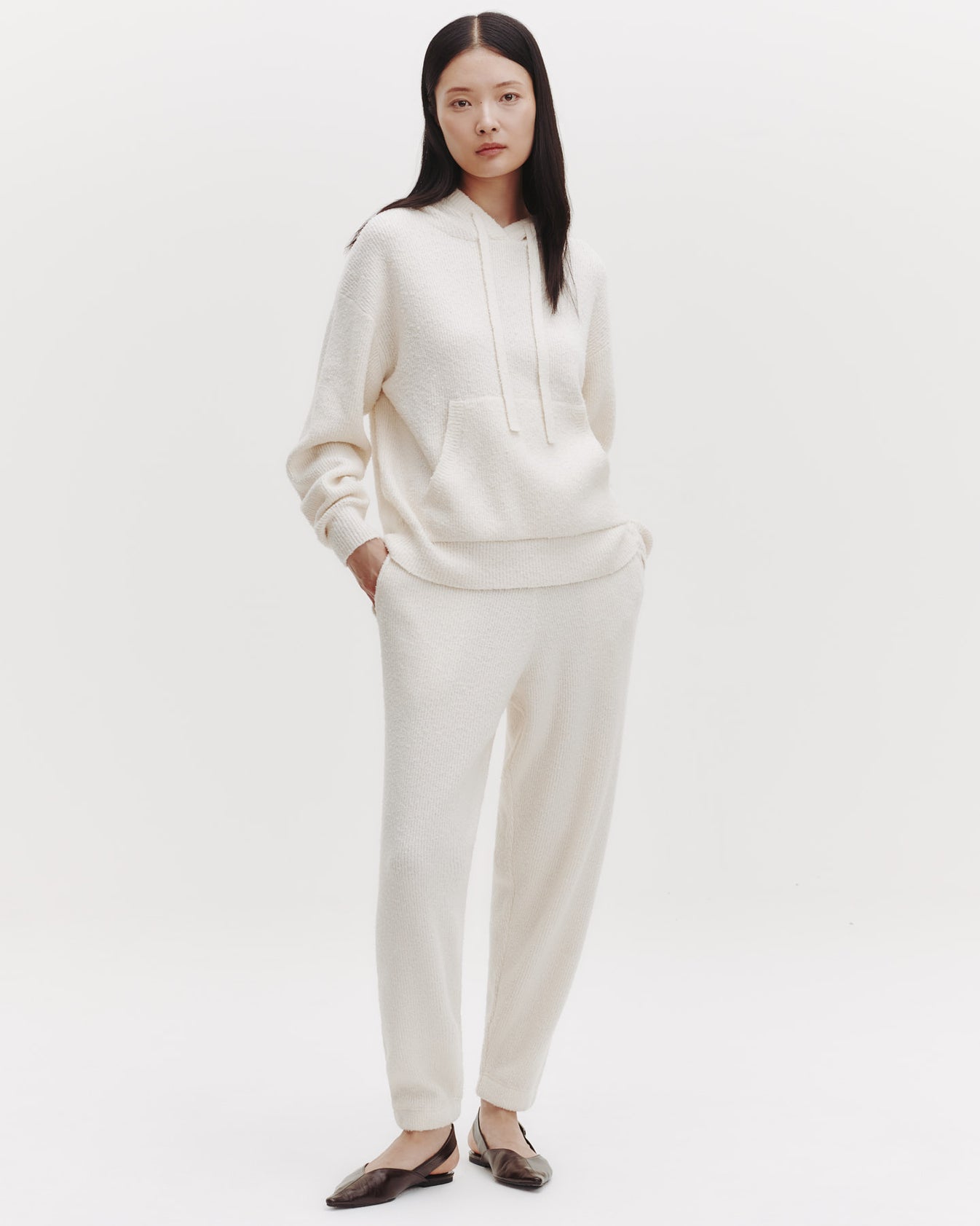 TWP Cream Hoodie in Nubby Cashmere Silk view 5