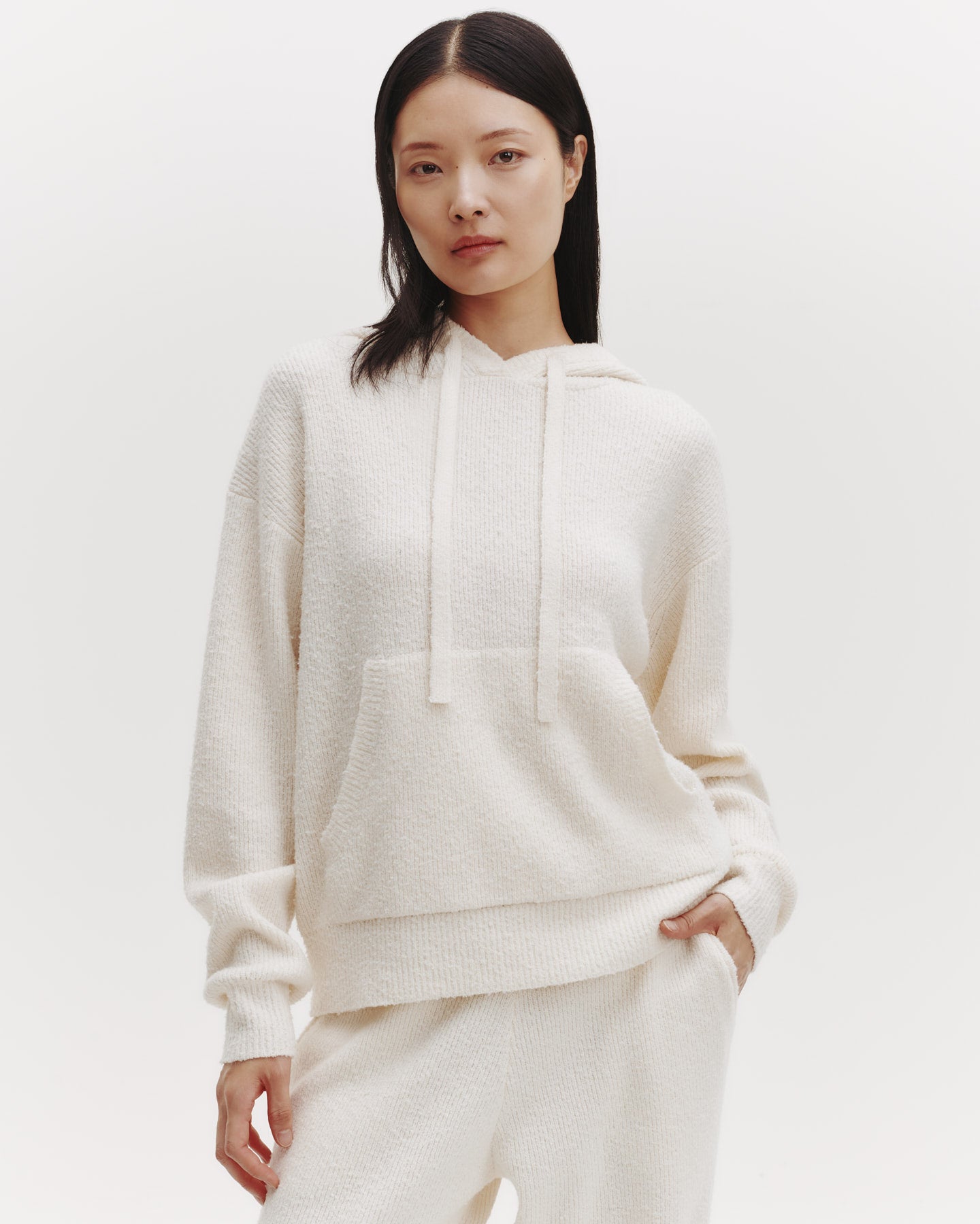 TWP Cream Hoodie in Nubby Cashmere Silk view 1