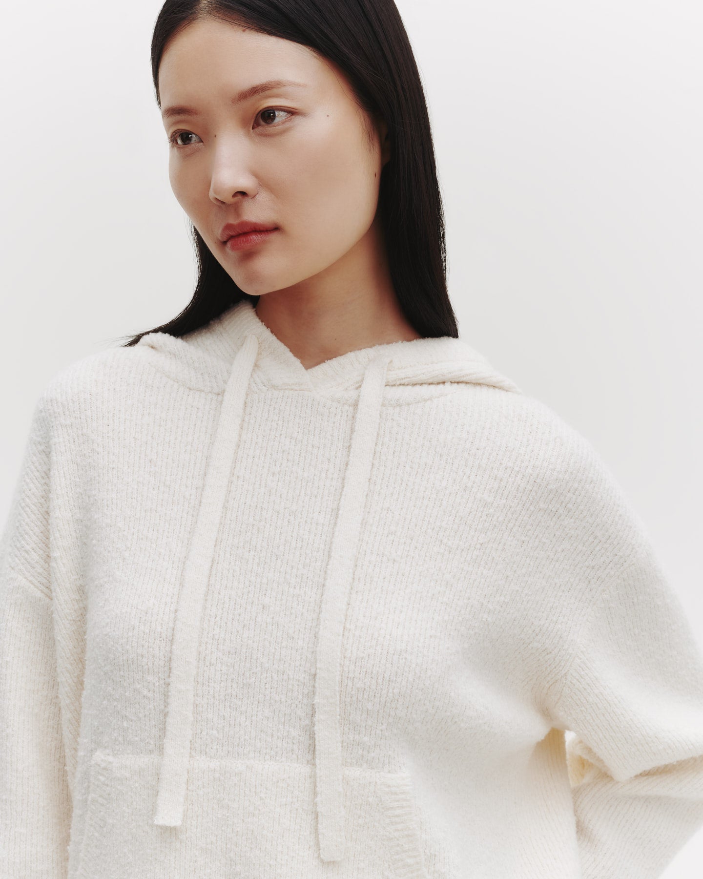TWP Cream Hoodie in Nubby Cashmere Silk view 3