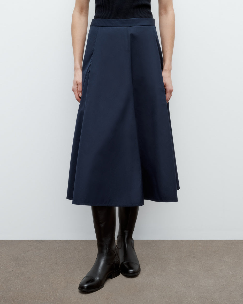 TWP Midnight Midi House Skirt in Super Compact Poplin view 2