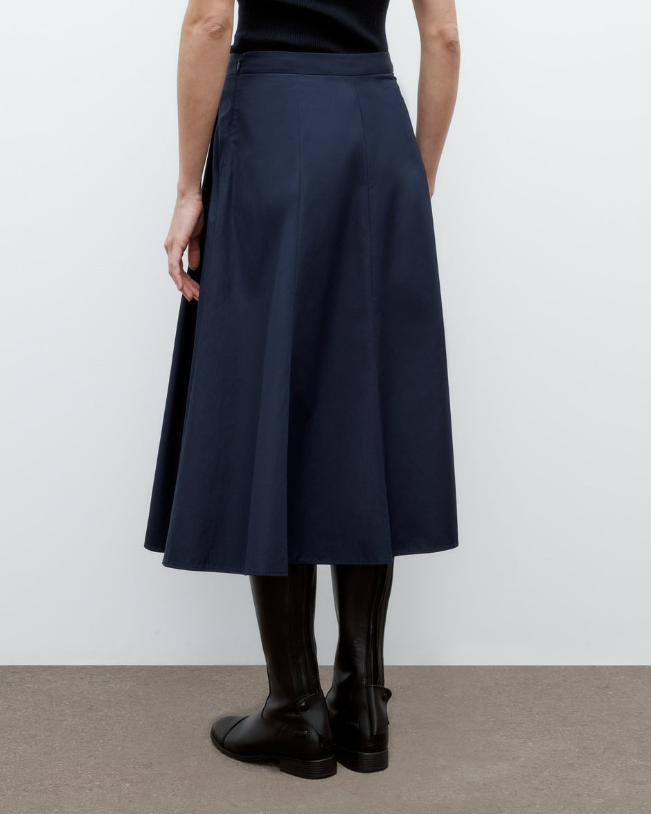 TWP Midnight Midi House Skirt in Super Compact Poplin view 5