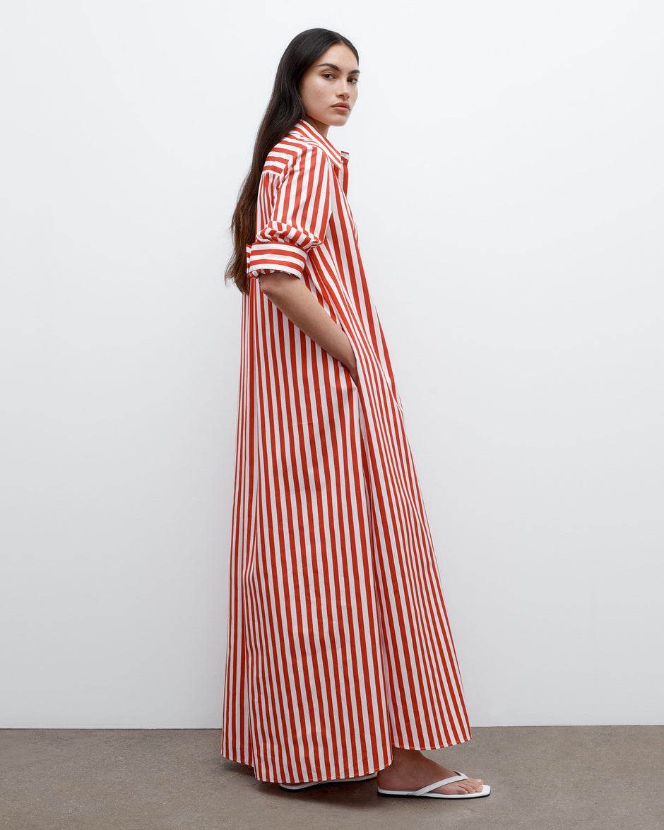 TWP Red / white Jenny's Gown in Boardwalk Cotton Stripe view 1
