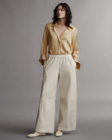 TWP Goldenrod / gold New Morning After Shirt in Silk Metallic Stripe view 6