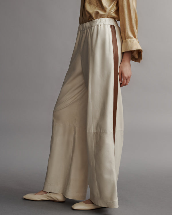TWP Creama / mahogany Eva Pant with Tux Stripe in Paper Leather view 4